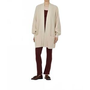 NEW PAPER LABEL row shell open cardigan in vintage oat